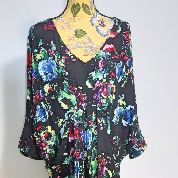 Anthropologie Maeve Floral Batwing Mini Dress Small - Picture 11 of 13